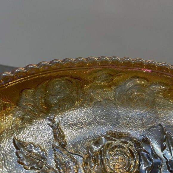 Imperial Rubigold Carnival Glass Rose Pattern 9" - Picture 6 of 6